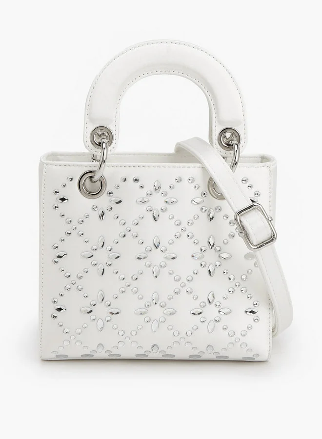 Flora Bella By Shoexpress Floral Bella Embellished Tote Bag With Detachable Strap Ramadan Collection